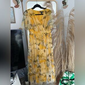 Candie's Yellow and Gray Floral Maxi Dress